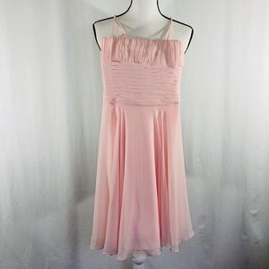 B2 Pale pink chiffon bridesmaid prom dress XS